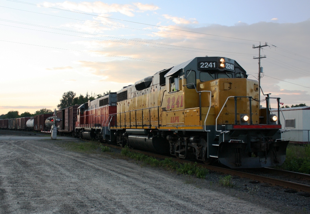 LLPX 2241 leads a long freight into the OVR yard.  The train would terminate there and the crew would be done for the night.  It was 8:35 pm and we had driven back to North Bay after a week in Englehart on the ONR.  Getting to see the OVR was an added bonus.