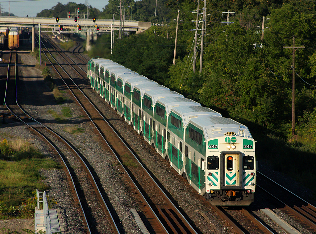 GO 495 has just departed Aldershot and highballs towards it's final station stop in downtown Hamilton.