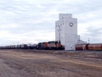 Leased Milwaukee Road SD40-2 # 205 leads a CN manifest north to Winnipeg