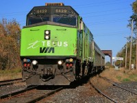 VIA 6429 with Windsor bound train 73 nears the station in Chatham October 10, 2008.