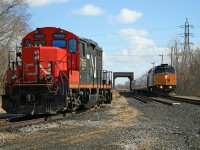 VIA 6431 with Toronto to Windsor train 71 slows for a station stop at Chatham March 29, 2008.