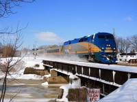 VIA 909 with Windsor to Toronto train 72 blows through Belle River on a crisp winter morning March 5, 2008.