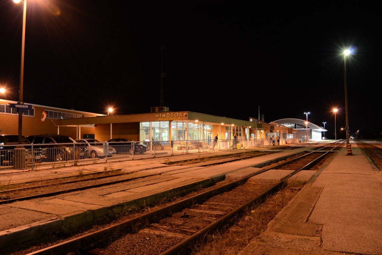 Lights are on at both the soon to be Closed Old Station and soon to be Open New Station for VIA Rail in Windsor. The old Windsor (Walkerville) Station was built over 50 years ago as a temporary Station, when CNR Closed it's Riverfront Station, in need of some major repairs & Upgrades.