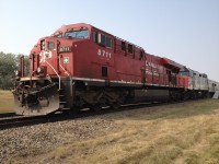The Canadian Pacific Engine used on the Grey Cup 100th Anniversary Train - this stop at Lethbridge, Alberta.