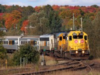 A scene that may never be repeated; ON 1809 pulls the last scheduled southbound Northlander in to Huntsville Station where a huge crowd of supporters turned out to bid it farewell and several (ourselves included) to board it for one final ride. 