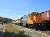 Black Friday, the last day of scheduled Northl;ander service, we decided to ride the train that had been so important and integral to our lives, from Gravenhurst to Huntsville and back instead of chase it. Of course this meant limiting our photo locations to the two stations, both of which were not conducive to light-on-the-nose photography for the northbound run. I had to settle for slightly backlit shots to document this sad day in Canadian railroading history. 