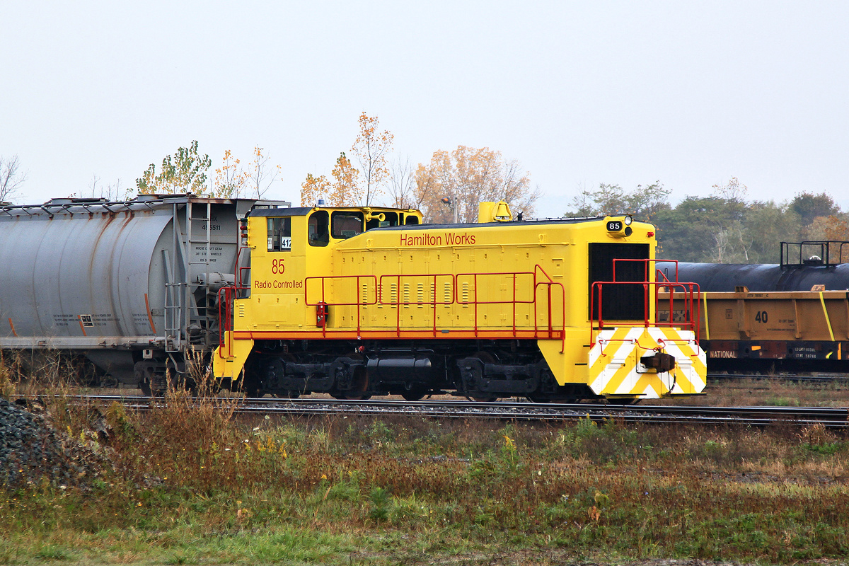 USSX 85 sits in Hamilton Yard awaiting a lift back to US Steel on the Hamilton Waterfront.