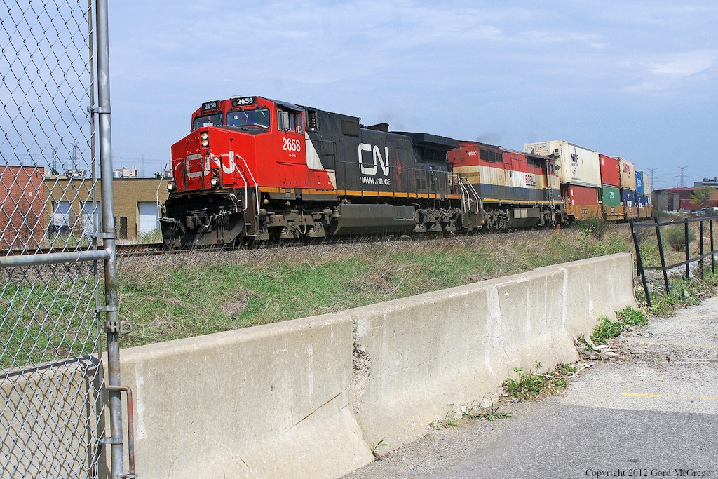 A late 107 with BC Rail unit in Industrial Markham Ontario.