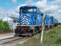 CEFX 2019 and CEFX 2014 build their train in the Southern Ontario Railway's Garnet yard on a hot summer afternoon.