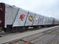 CP 104 on the CFL tour train, sitting in Windsor, Ontario