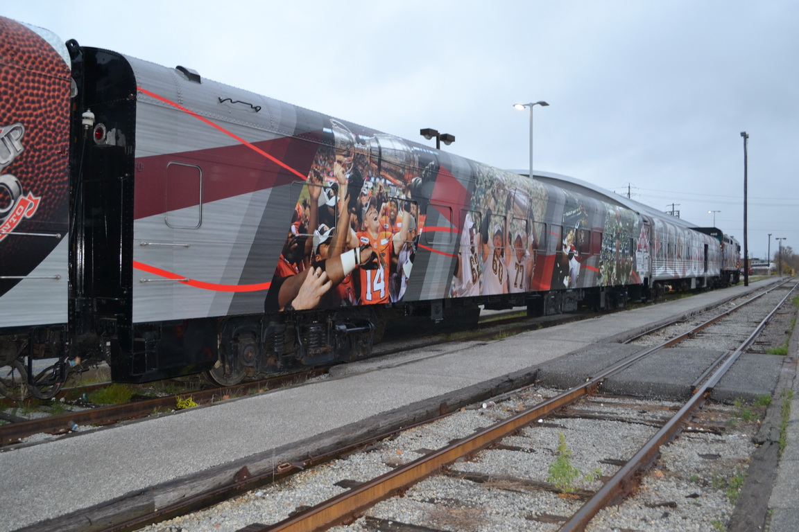 CP 103 on the CFL tour train, sitting in Windsor, Ontario