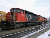 391 stopped at Brantford to make a lift with CN 5324 - BNSF 5070 - BNSF 3124
