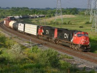 CN 309 rounds the sweeping curve into Bowmanville with a pair of SD75I's
