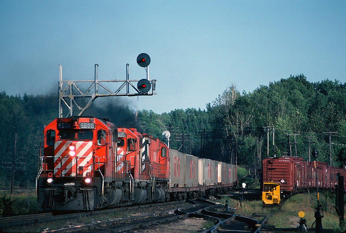 A hot westbound has just cleared the Algoma Central crossing on a nice late summer afternoon.