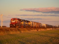 CP 643 heads into the sunset as it passes thru Haycroft mile.