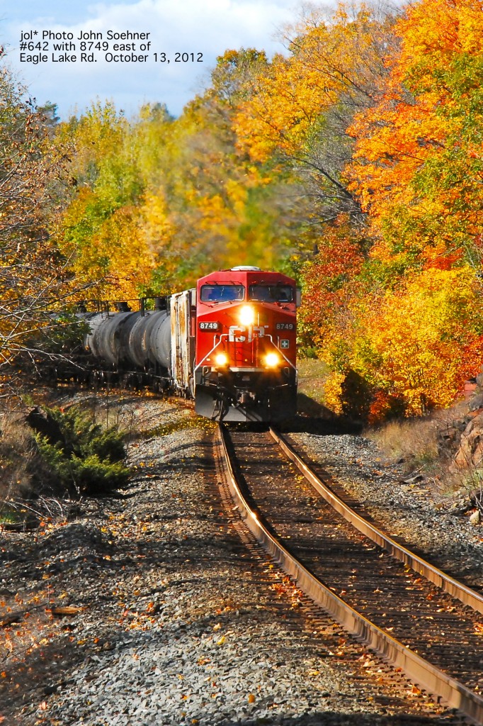 CP 8749 leads Ethanol #642 near Parham, east of Eagle Lake Rd., October 13, 2012