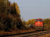 <b>Dead at Annex.</b> After a long night on the rails, CN 436 sits dead on the main at Annex awaiting a relief crew. 