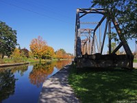 Sitting beside the Trent Canal since 1917 and originally used by the Ontario & Quebec Railway the swing bridge awaits the Havelock on Thanksgiving 2011.