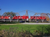 A look at the structure of the swing bridge in Peterborough after it is swung into place with T08 on its last operation of the 2011 canal season.