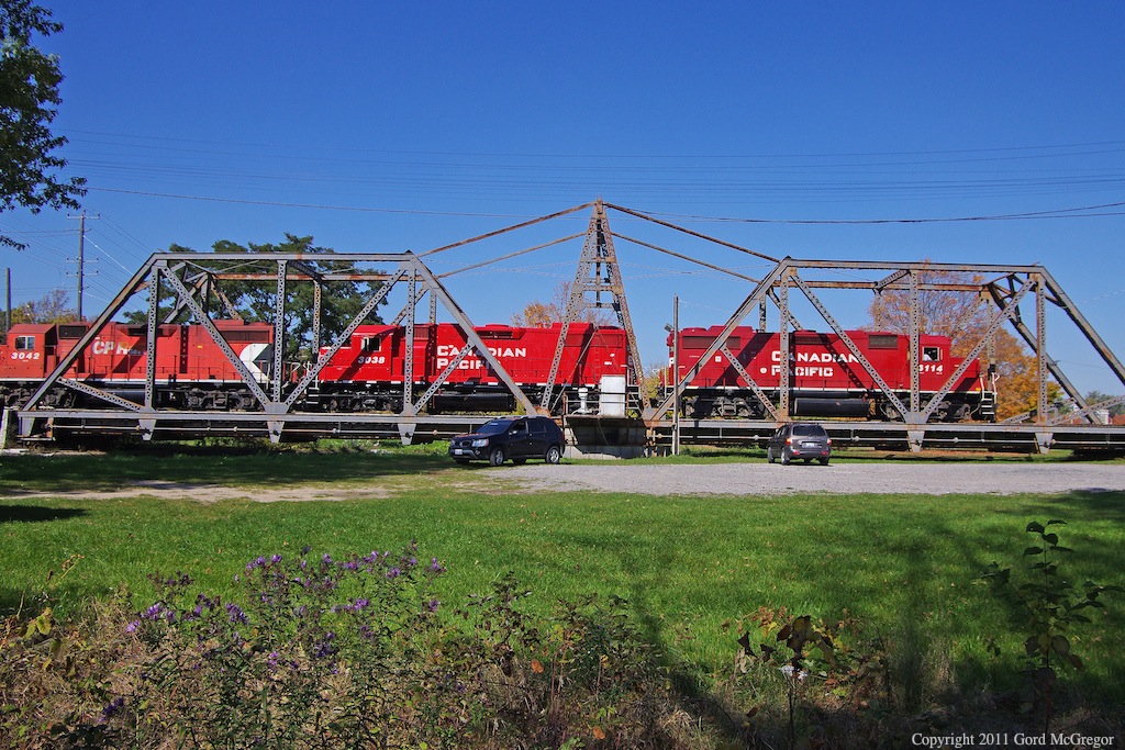 A look at the structure of the swing bridge in Peterborough after it is swung into place with T08 on its last operation of the 2011 canal season.