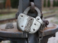 Every switch on a railway is protected by a lock and key,  On the Southern Ontario Railway it is no exception, pictured is a CN lock guarding a switch from being changed unless you have the key.  When I was walking around today, there were more standard padlocks then the original locks on switches.  If this lock could talk it would tell of all the things it has seen over the years...