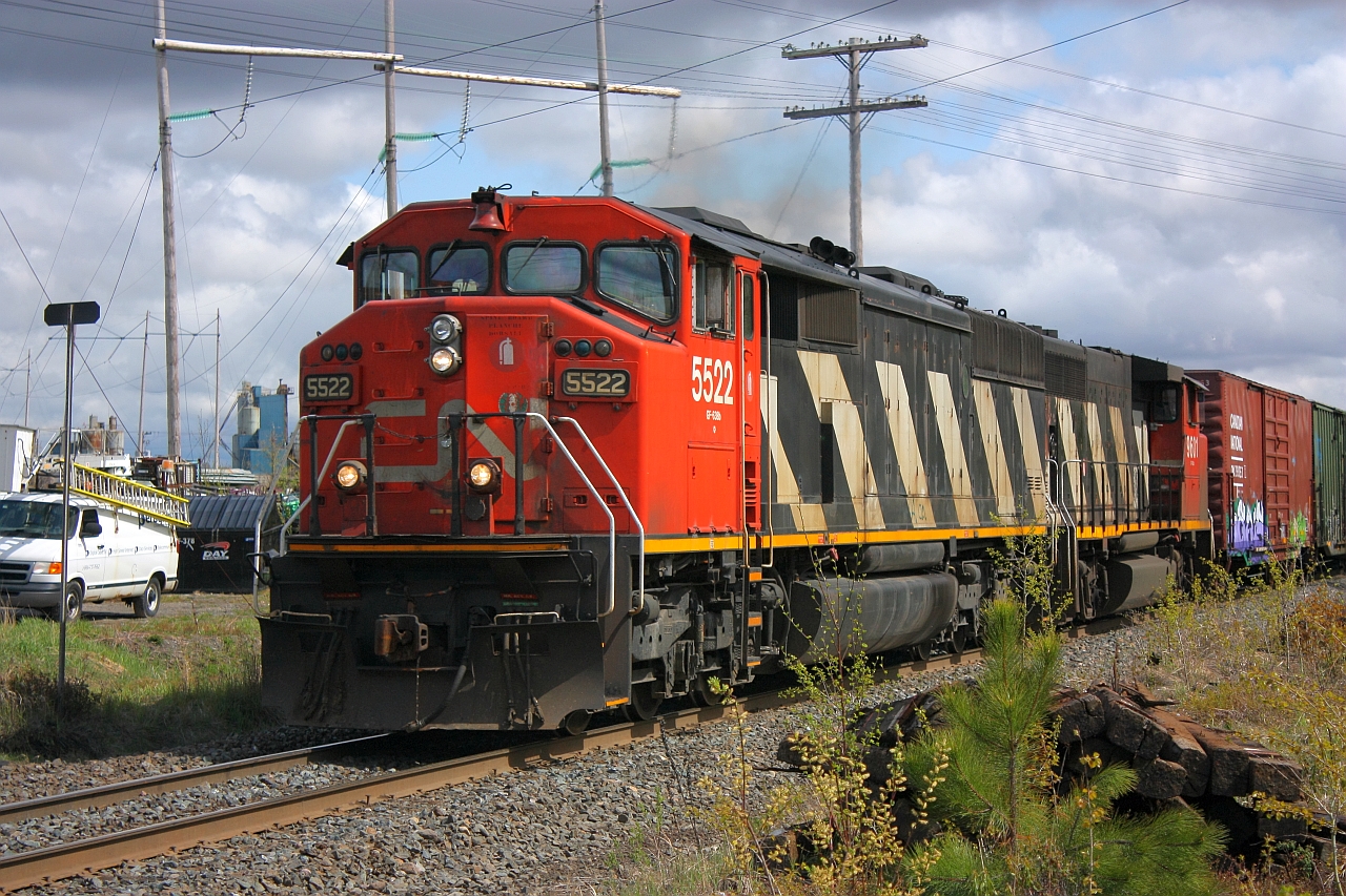 CN L59431 returns back to Capreol after a long day switch Sudbury and surrounding area.  Due to the cargo CN hauls up here, six axle units are a more-than-not sight on the local.