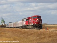 Grey Cup Train is moving East on the Wynard Sub. with units CP 8711, 6445 and 4 coaches showing 100 Years of CFL Football