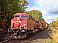 CP 9664 heading south out of Parry Sound, Ontario. With fall colours in full swing, this was the first train we saw during our four day trip to Northern Ontario.