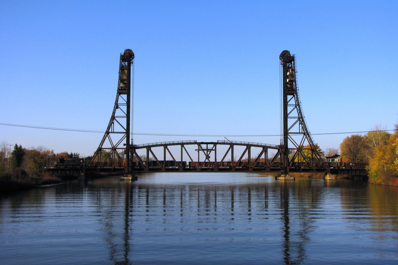 Trillium Railways S13 #108 is seen crossing Bridge #17 on the former CN Cayuga Sub. Trillium now call this line the Canal Spur.