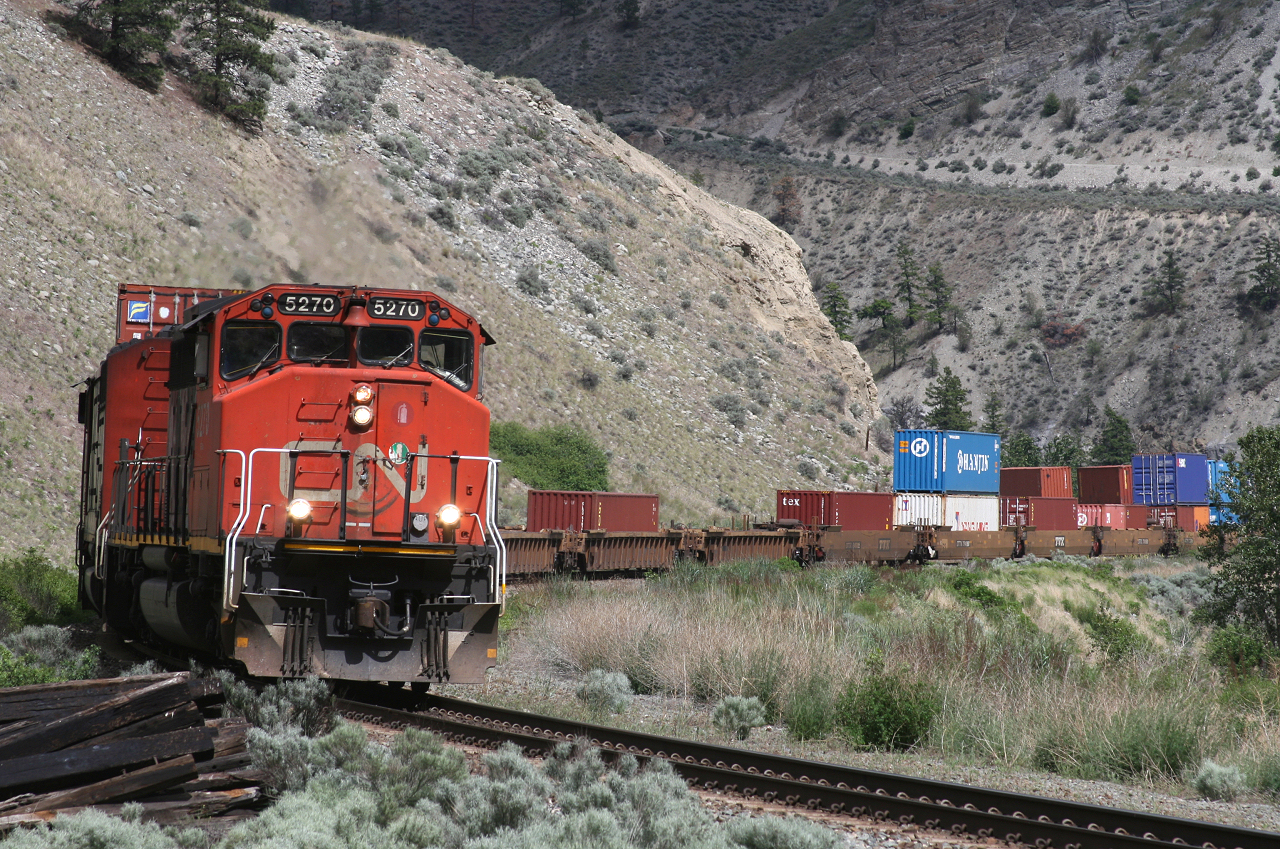 CN 107 navigates one of many S curves around Martel on the Ashcroft Subdivision