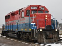 RA/OVR ( ex-CP GP-35 ) # 5006 rests in the yard at Chalk River.