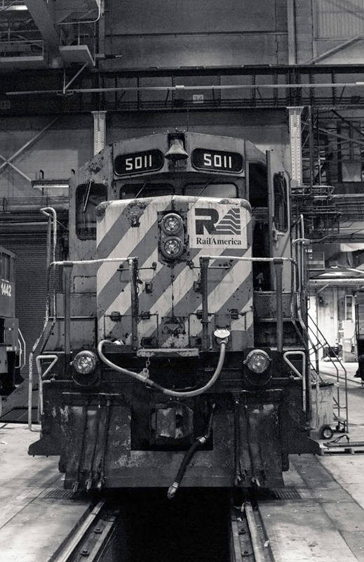 RailAmerica GP35 5011 get some contract repair work done at CP's Ogden Shops