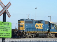 New toy for the boys: Canadian assigned CSXT 2570 now sporting Remote Control (Beltpack) equipment sitting in front of the Sarnia Depot. New signs have been installed at grade crossings within yard limits in Sarnia and the 2570 is the first Beltpack unit to arrive. Crews are presently training on the ground in Sarnia familiarizing themselves with the equipment. It is expected more Beltpack equipped units will be arriving as they are converted, and it is likely the existing Canadian assigned pool (with Canadian safety amenities) will be used for the conversions.