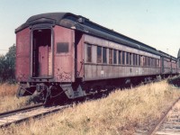 While it may not look like it, this bunk car was still in service and was a home-on-the-road for members of the TH&B wrecking crew.  This coach along with several others were stored 'ready to go' at TH&B's Aberdeen Avenue yard in this mid-1974 photo.