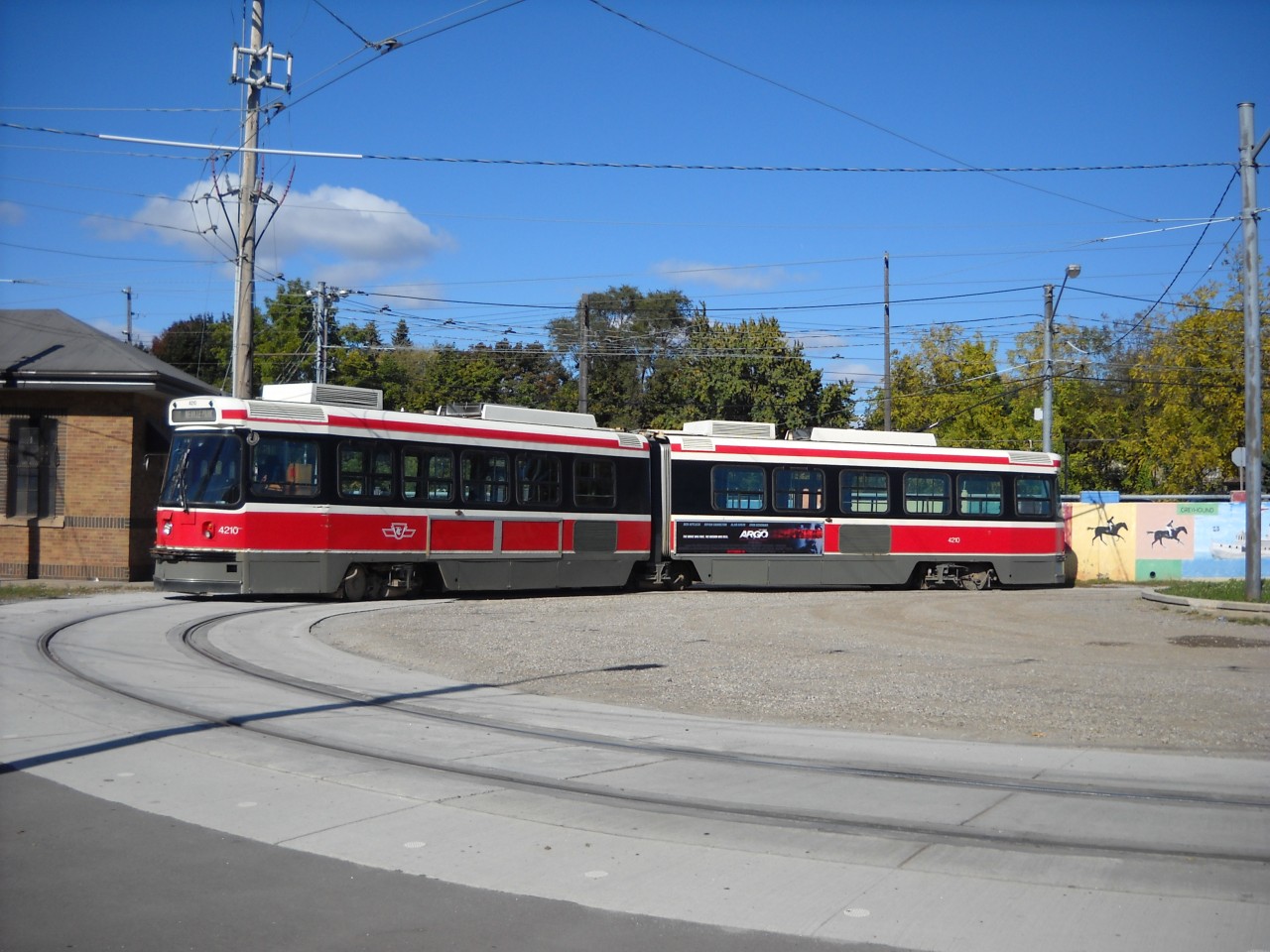 ALRV #4210 rests at Long Branch Loop.  #4210 is on a 501 Queen run and will shortly depart for Neville Park in the east end of Toronto.