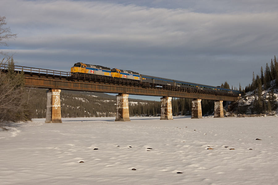 Westbound Canadian rolls over the Athabasca River