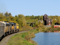 Northbound to Cochrane through the silver town of Cobalt, passing the 'Right of Way Mine' headframe.