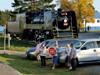 Residents of Englehart, Ontario come out to the station to show their support as the second last northbound Northlander pauses to detrain and board passengers.