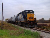 CSX train D924 heads south with six tank cars enroute to Wallaceburg where he will pick up four loaded grain hoppers.