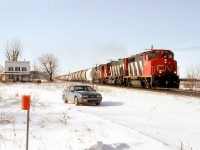 CN 306 on its way to Moncton NB is here 15 minutes west of Dv.