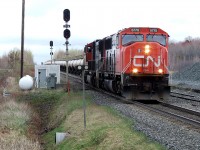 CN 781 moves back on the main line after a meet with VIA 22.