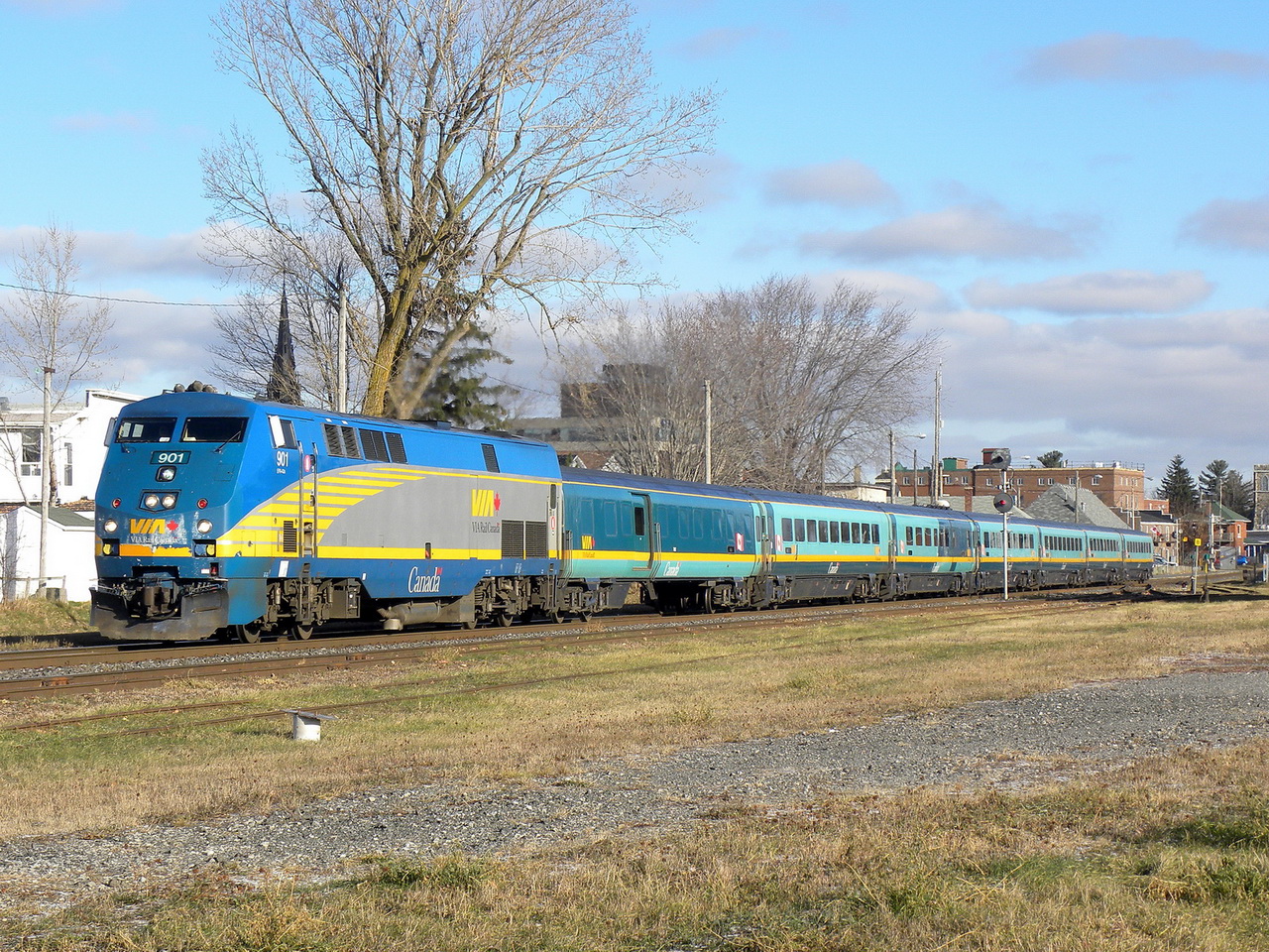 VIA 23 just left the station on time.