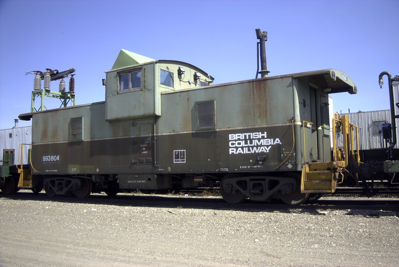 This view of BC Rails catenary inspection van 993804 allows us to look up through the observation windows in the cupola.  I sure hope the seat backs reclined, otherwise one would have an awful stiff neck at the end of the run.