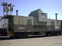 Look!  Up in the sky!  It's bird!  It's a plane!  Nope, it's just more wires!  BCR 993804 was a catenary inspection van used on the Tumbler Ridge line back in its day.