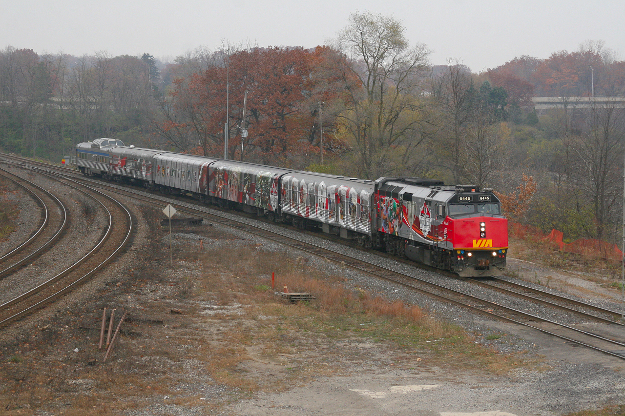 The 100 Anniversary Grey Cup train slowly rolls through Bayview approaching Hamilton where it will be on display on November 10th