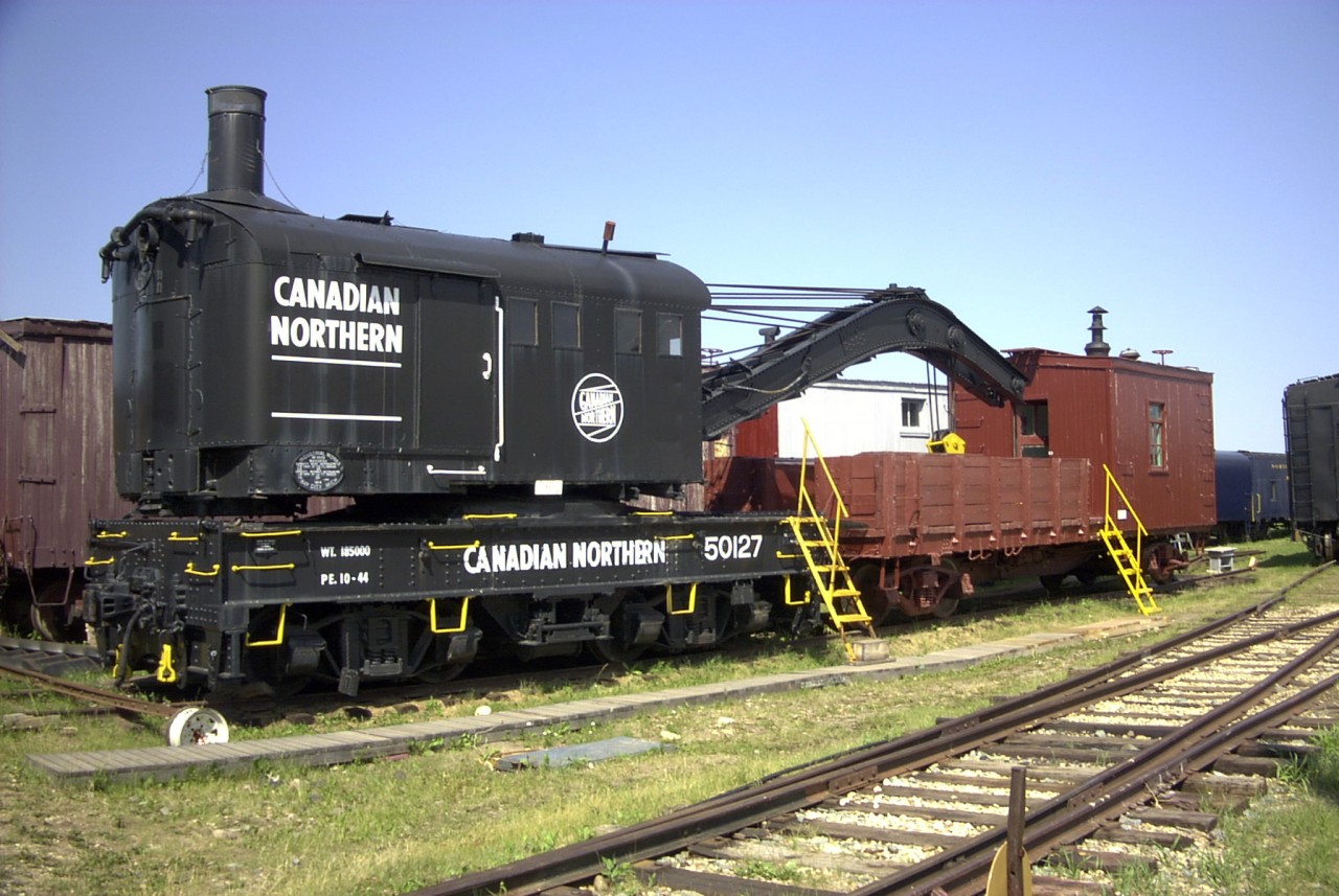 CN 50127 has had a nice cosmetic restoration completed and looks great sitting in the ARM yard.  This 75 ton capacity wrecking crane in an Industrial Works product that was built new in 1914.
