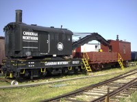 CN 50127 has had a nice cosmetic restoration completed and looks great sitting in the ARM yard.  This 75 ton capacity wrecking crane in an Industrial Works product that was built new in 1914.