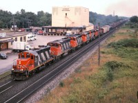 CN 410 works upgrade through Aldershot with two GP9's bracketing five GP40-2Ws.