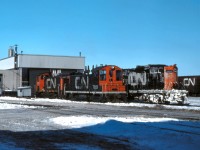 Yard power idles outside the shop in Hamilton on a frigid January morning.