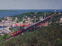 Nothing gets the adrenaline flowing like seeing CP 4704, 4729, a pair of M-636s, rolling southward over the big Parry Sound trestle,  115 ft over the Seguin River.